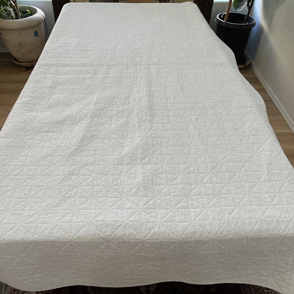 Bee & Willow Neutral White & Gray Full Queen Quilted Coverlet Cotton - Picture 6 of 11